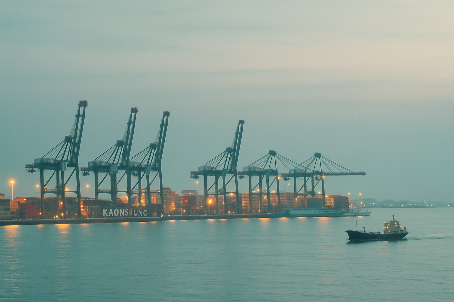 Kaohsiung harbor skyline at night